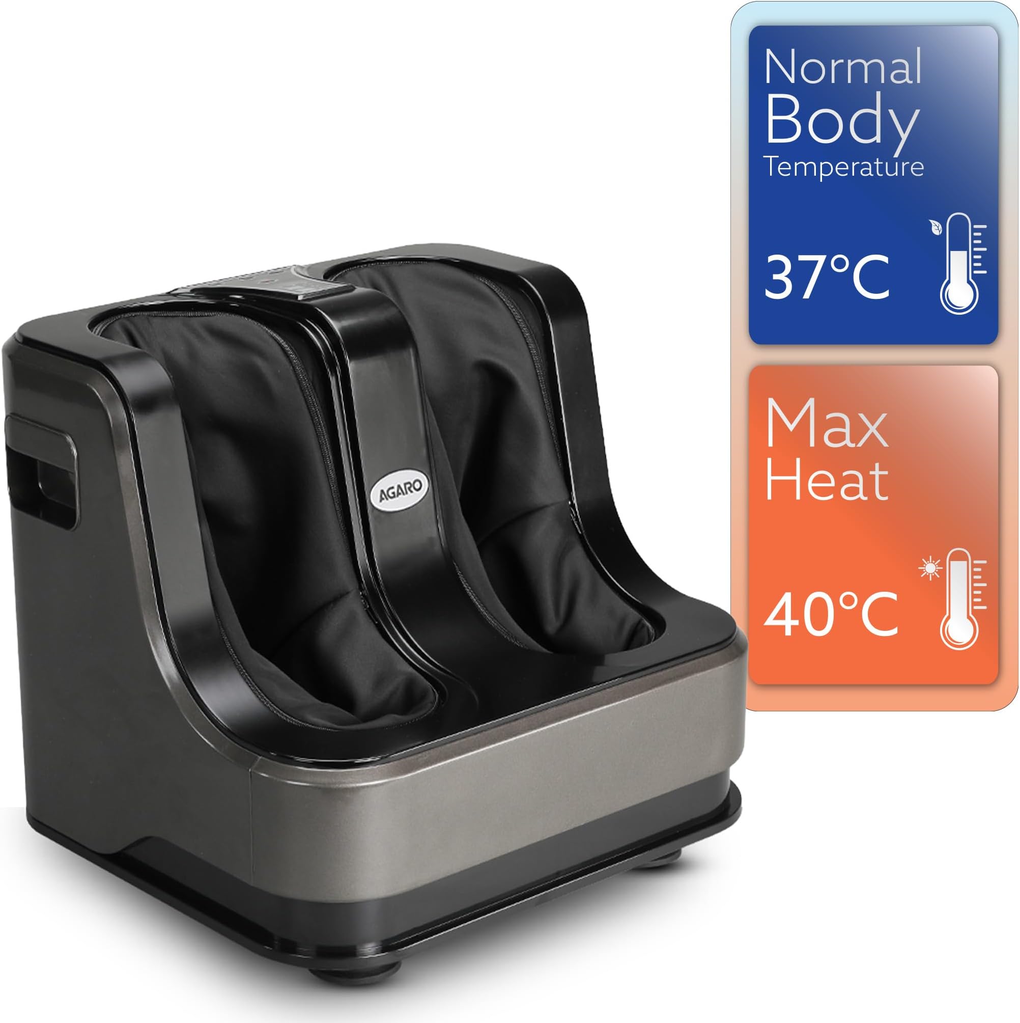 AGARO Rejoice Foot, Calf and Leg Massager with Lukewarm Heating and Vibration, 80W, 4 Motors, Rolling & Kneading Functions for Muscle Relaxation & Improving Blood Circulation (Grey)