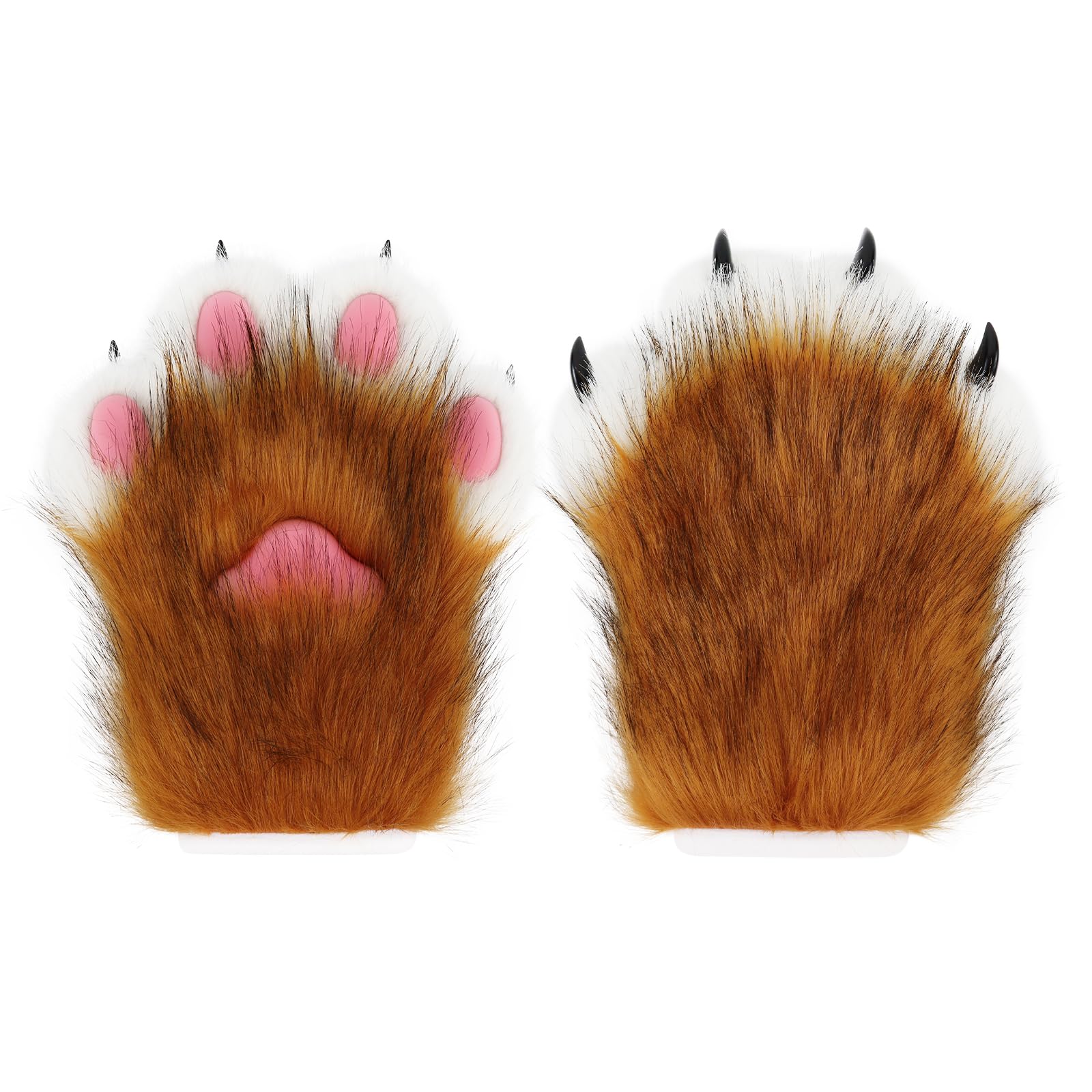 hbbhml Faux Fur Fur Cat Claw Gloves Fox Paws Mittens, Fox, One Size