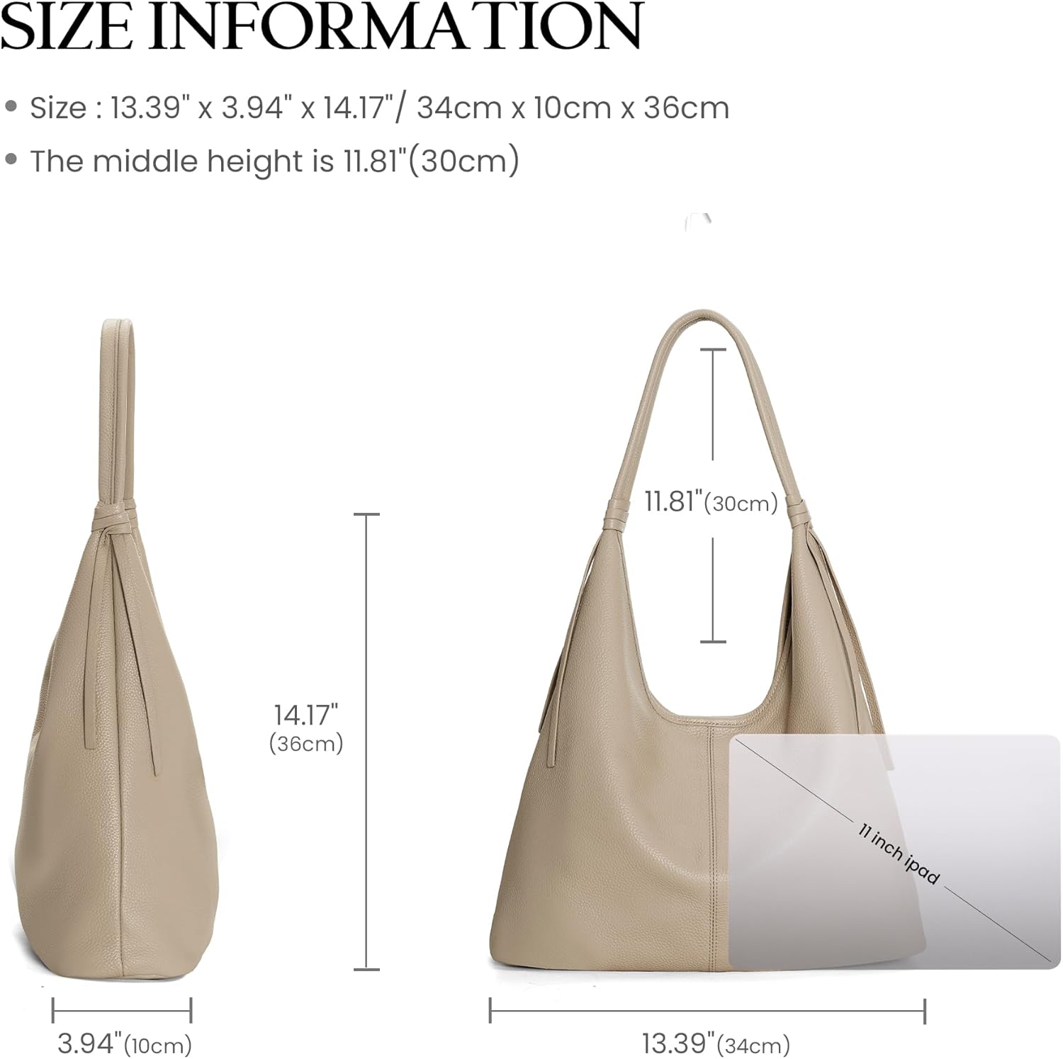 befen Genuine Leather Slouchy Hobo Purses for Women, Top Grain Real Leather Tote Handbags Shoulder Satchel with Tassel Ribbon