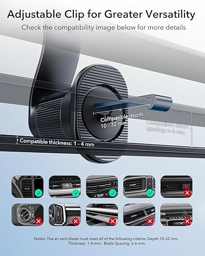 Miniatura 5 de ESR OmniLock - Soporte de teléfono MagSafe, rotación de 360°, soporte de teléfono para ventilación de aire, soporte magnético para teléfono para