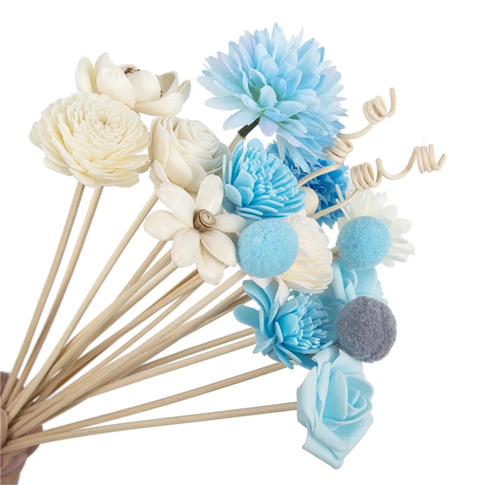 XUCZHAI 19pcs Bule Artificial Flower Rattan Reed Fragrance Aroma Diffuser Refill Stick Floral Crafts Oil Sticks