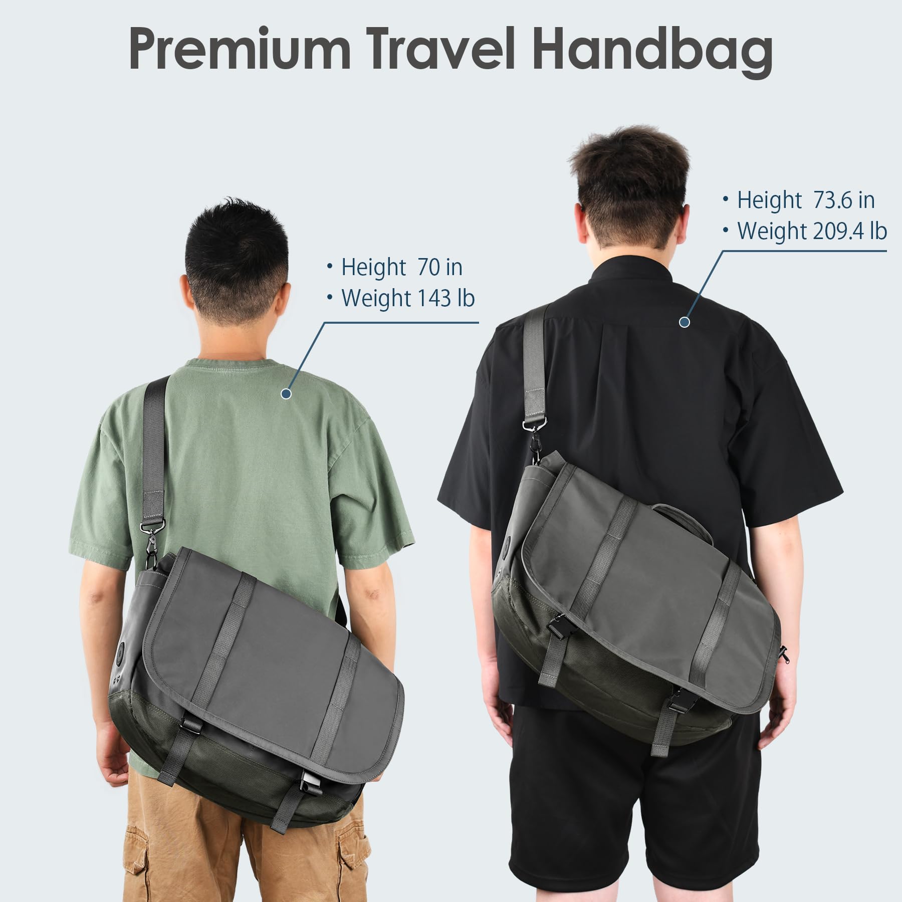 travel inspira Borsa a tracolla per uomo/donna, antifurto, leggera, da uomo, per computer portatile da 16 pollici, resistente all'acqua, borsa a tracolla per computer, lavoro, ufficio, università, con