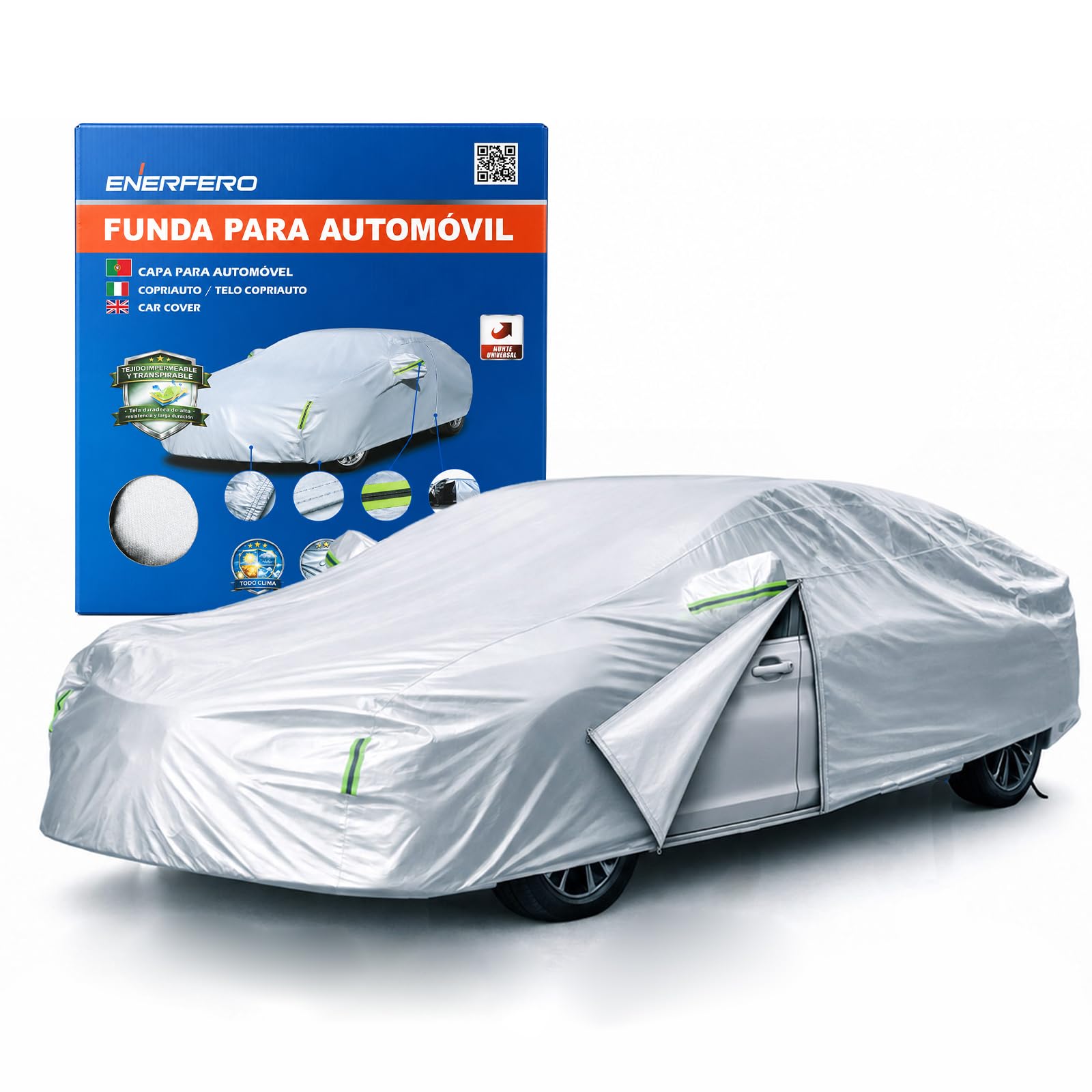 Funda de Coche【Nuevo Modelo 2026】 Universal Funda de Coche A Prueba de Polvo A Prueba de Nieve Protección UV para Hatchback Longitud Impermeable Exterior Interior （483 * 145 * 195CM）