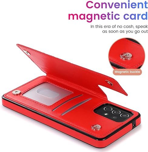 Miniatura 4 de ACXLIFE Funda protectora para Galaxy A52 5G A52 4G con ranura para tarjetas y funda delgada de cuero para Samsung A52 (verde)