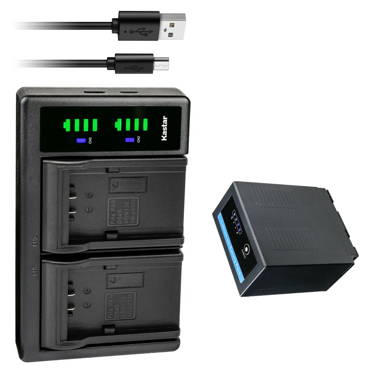 Kastar 1-Pack CGR-D54Pro Battery and LTD2 USB Charger Compatible with Panasonic CGA-D54 CGA-D54S CGA-D54SE CGA-D54SE/1B CGA-D54SE/1H CGA-D54Pro CGR-D54 CGR-D54S CGR-D54SE CGP-D54 CGP-D54S Battery