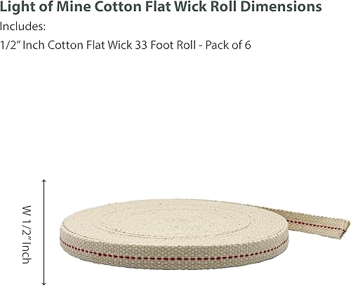 Miniatura 2 de Light of Mine - Mecha plana 100% algodón, 12 pulgada y 33 pies, paquete de 6 para aceite de parafina, faroles a base de queroseno y lámparas de