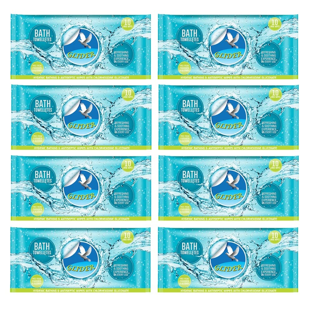 Glider Bath Wipes for Adults | Large, Rinse-Free Body Cleansing Wipes | Infused with Aloe Vera & Vitamins | Fresh & Gentle Skin Care (Pack of 8 – 80 Wipes)-picture-28