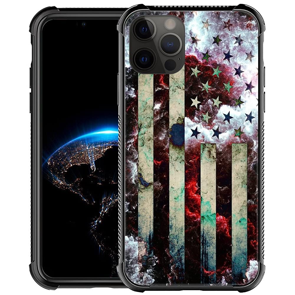 DAIZAG Case Compatible with iPhone 13 Pro Case,USA Flag Stardust Drop Protection Case for iPhone 13 Pro,Soft TPU Edges Pattern Design Cases for iPhone 13 Pro 6.1 inch USA Flag Stardust