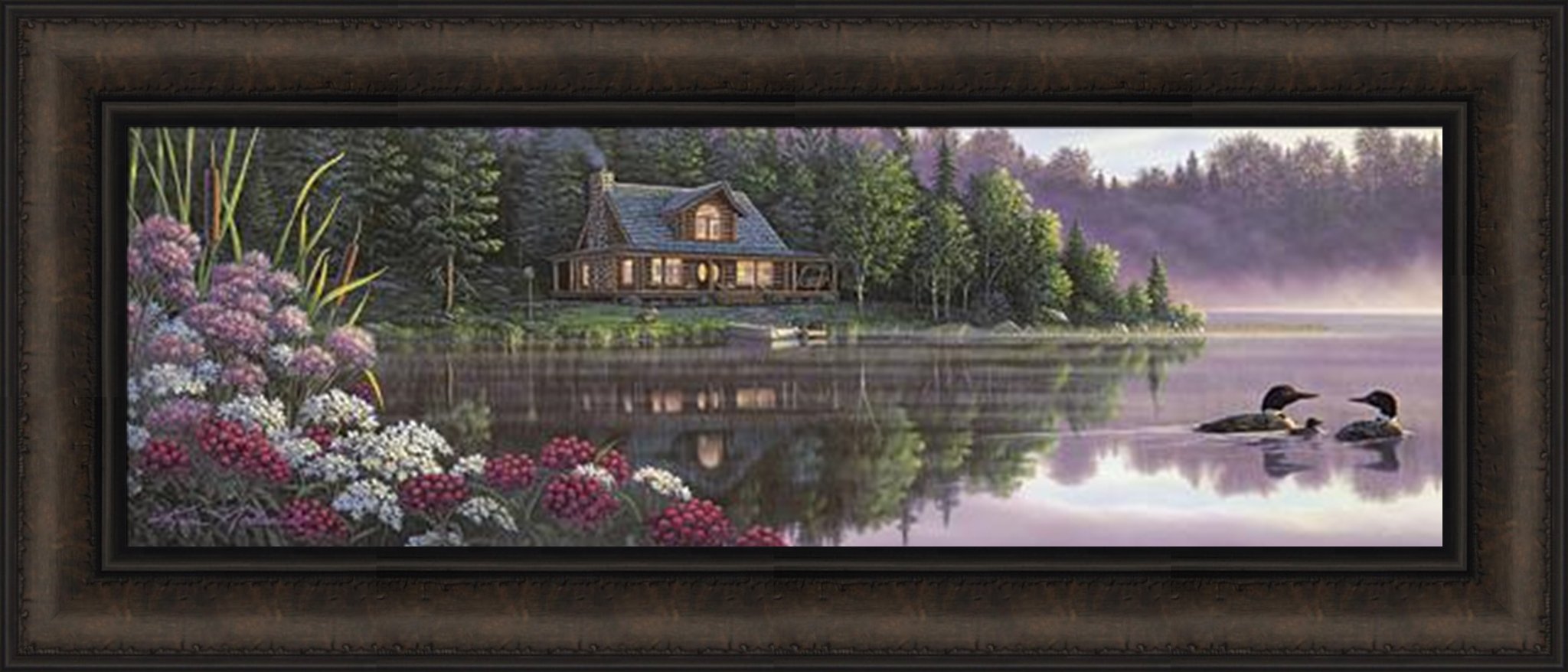 Amazon.com: Beside Still Waters by Kim Norlien 12x28 Log Cabin
