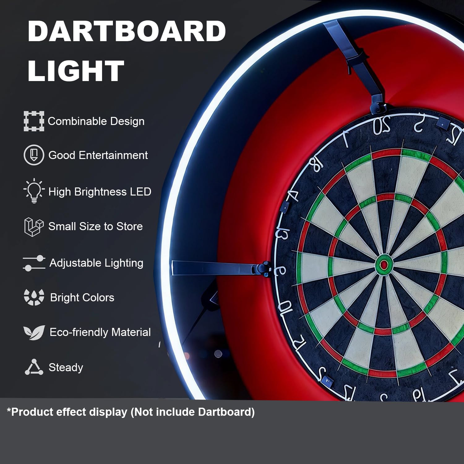 Iluminación de Dardos,Sistema de Iluminación LED, se Adapta de Forma Segura a Todas Las Tablas de Dardos,Dispositivo de Brillo de Corcho, Luz para Tablero