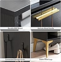 Vista 5 de Armario estrecho de almacenamiento de zapatos con 2 cajones abatibles, organizador de zapatos de madera con estante abierto, estante