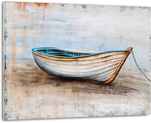 SYGALLERIER Lienzo costero pintado a mano, pintura de naturaleza muerta, cuadros náuticos modernos, arte estético para sala de estar, dormitorio,