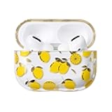AKABEILA Compatible with Apple Airpods Pro Case for Women, Clear with Designs Patterns Airpods Pro Hard Case PC Shockproof [Front LED Visible ] Anti-Fall Full Protector, Lemon