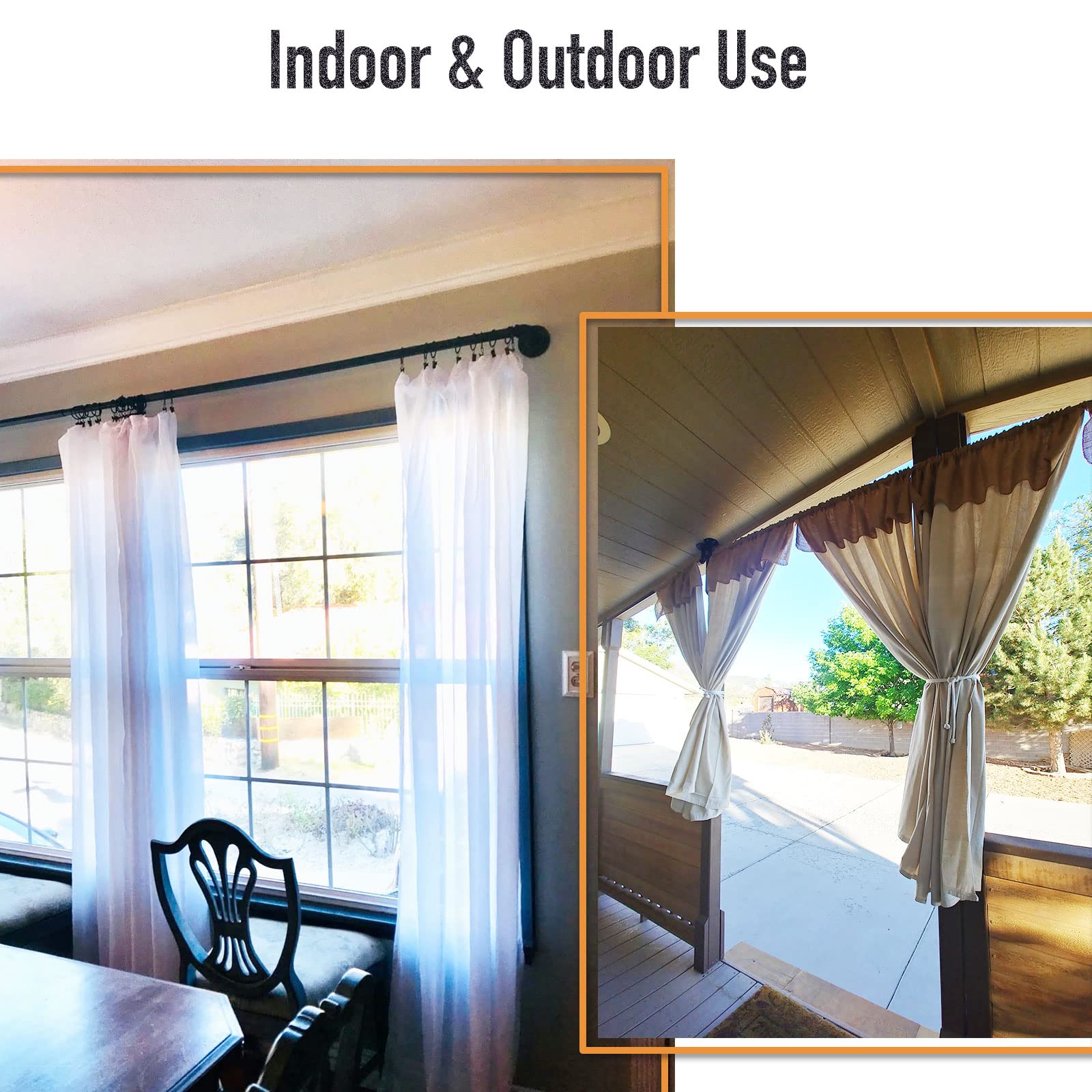 Buy 1 Inch Industrial Curtain Rod, Curtain Rods for Windows 66 to 120