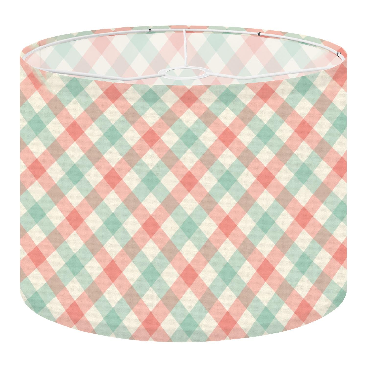 Deruinvaio Multi1 2Pcs 13In Lampshade Lamp Shade Pastel Plaid Pink Mint Green For Ceiling Light, Table Lamp Floor Lamp Easy Assembly Replacement Light Shade