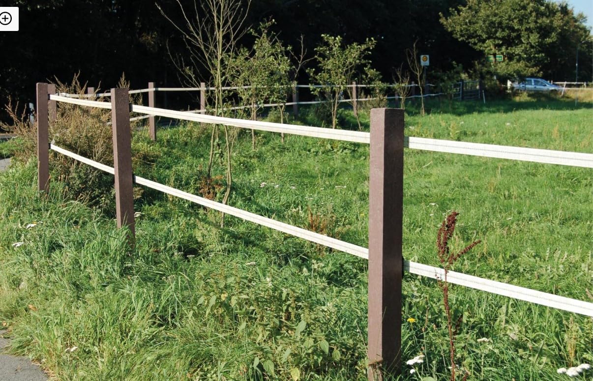 Kunststoff-Zaunpfosten, Braun, Ø 4,5 cm, 150 cm Länge, 10er Set für Gartenzaun