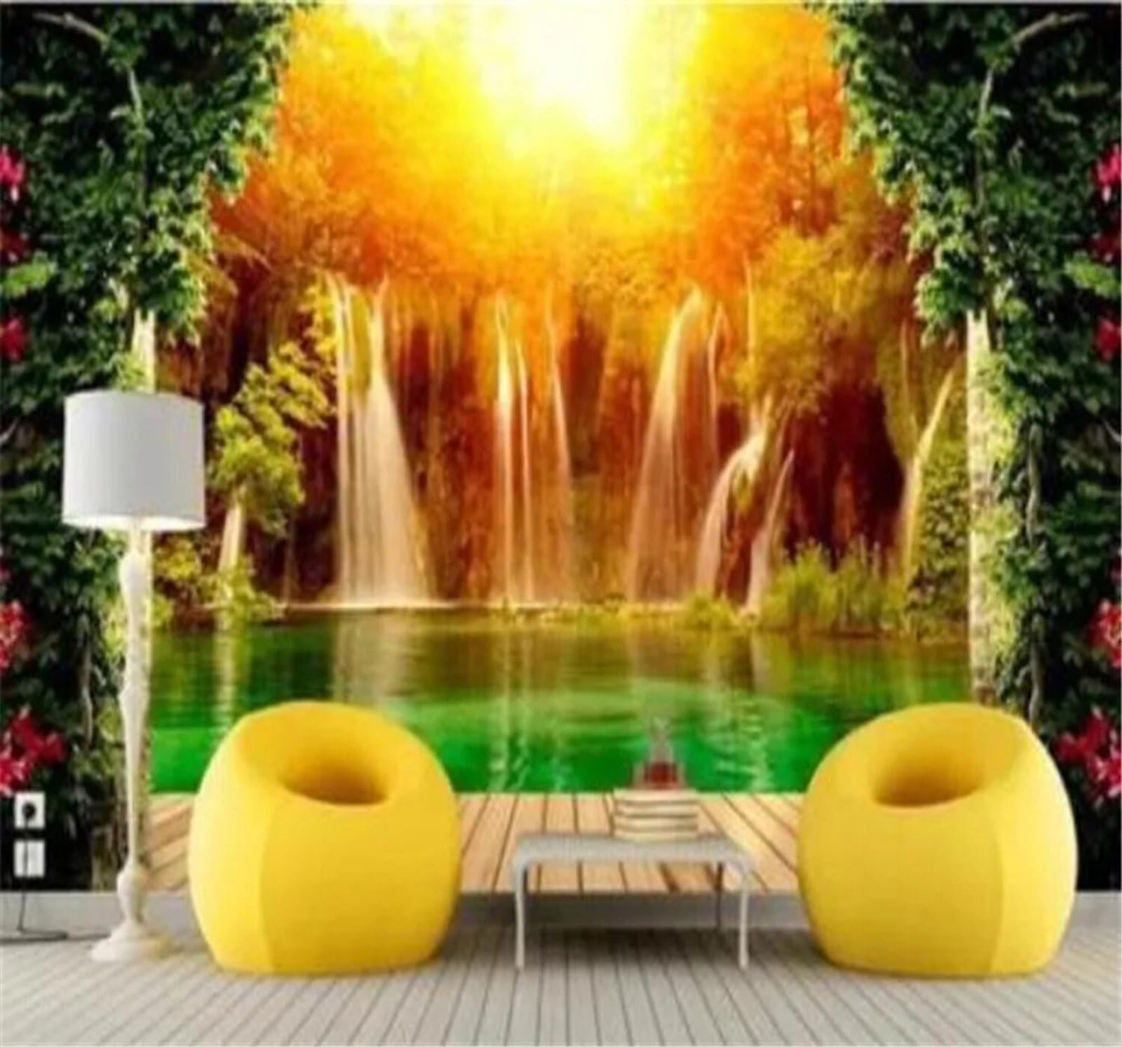 Tzxztt Beautiful Three Dimensional Landscape Nature Scenery Modern 3D Wallpaper Premium Textured Silk Neutral Tones Material Ideal for Living Room Bedroom-350cm×256cm