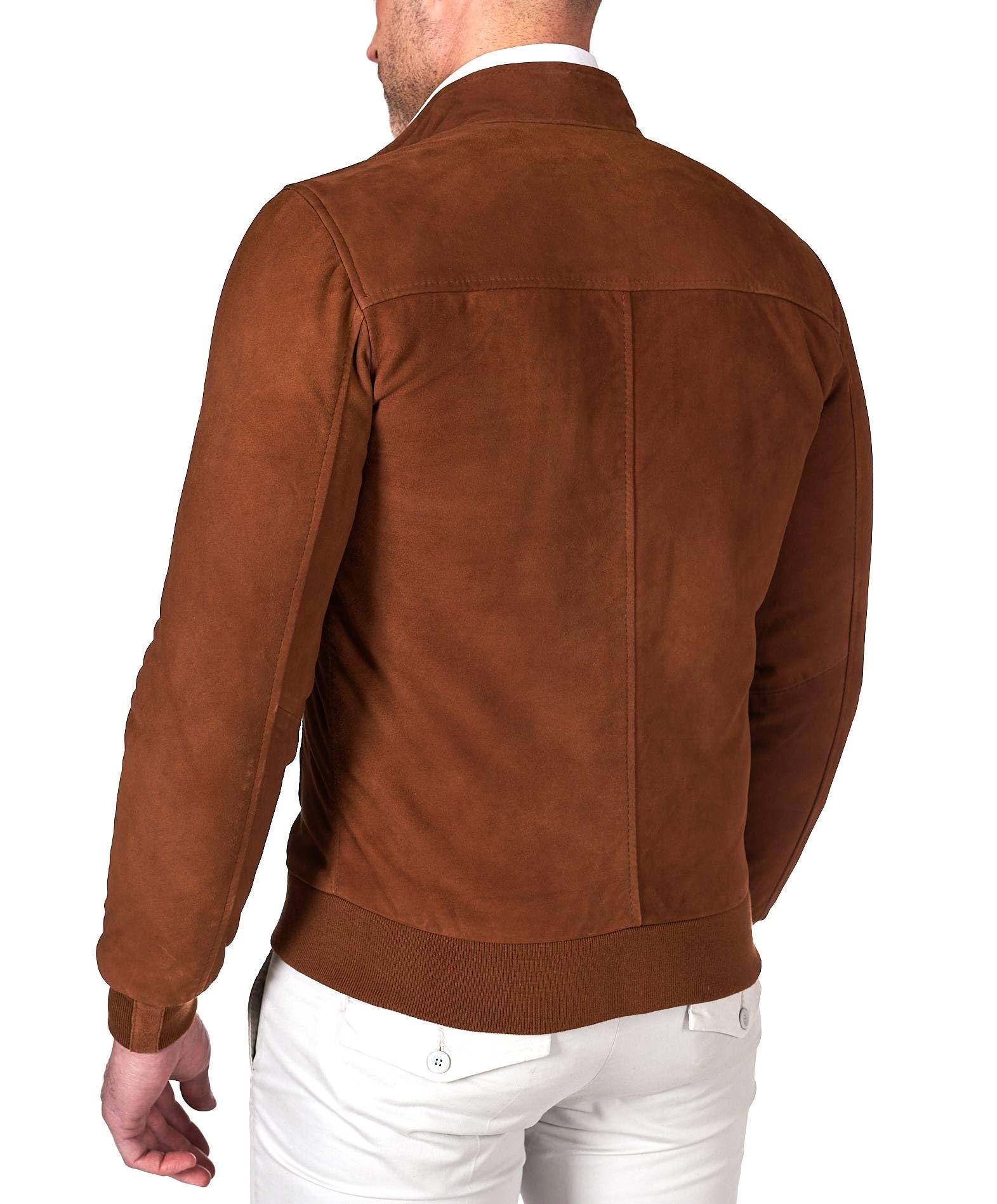 D'Arienzo Bomber Pelle Camoscio Color Cuoio Uomo Primaverile Vera Pelle 1006