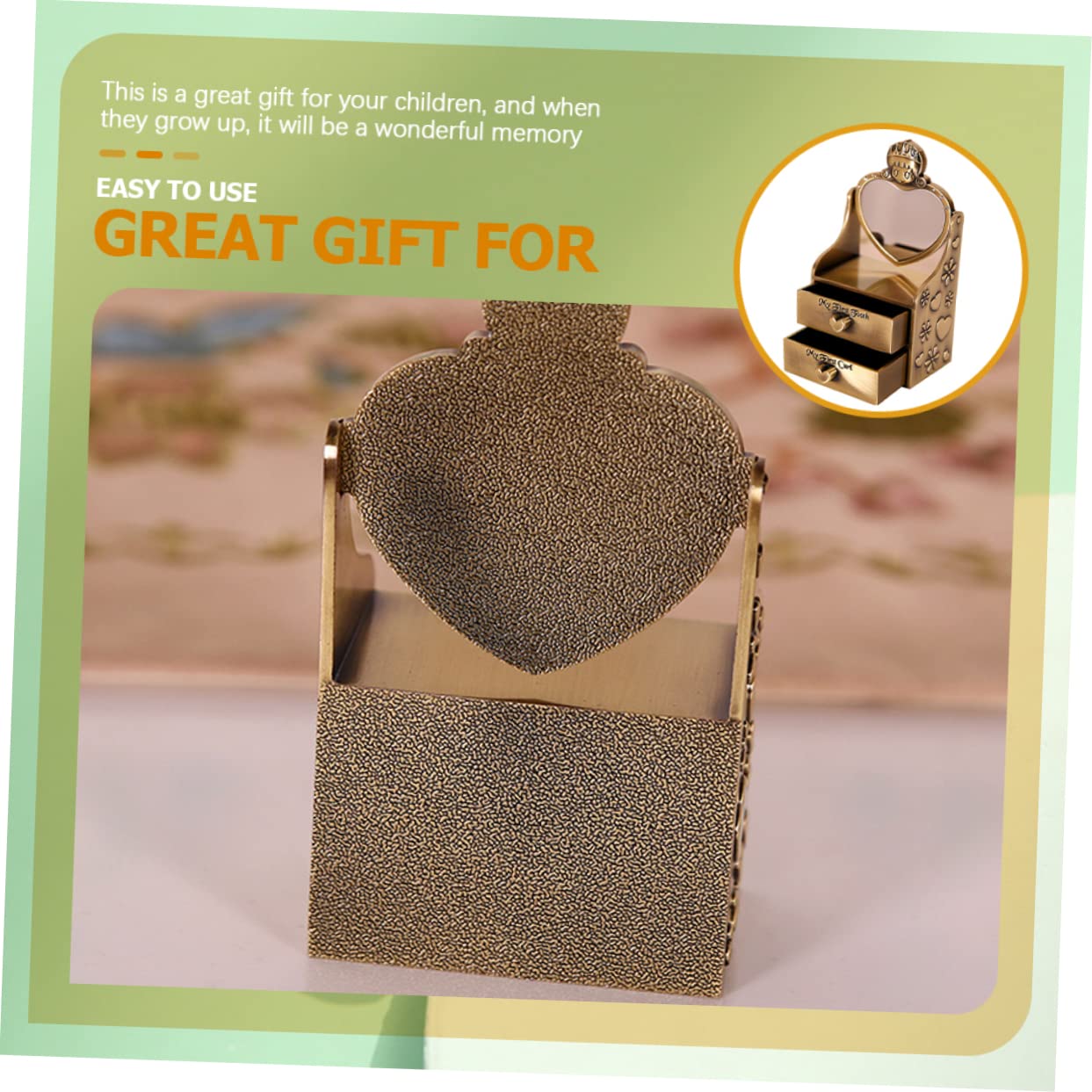 Caja de Recuerdos Diseño Creativo de Metal Estructura Resistente para Dientes de Leche y Cabello Fetal Adecuado para Bebés