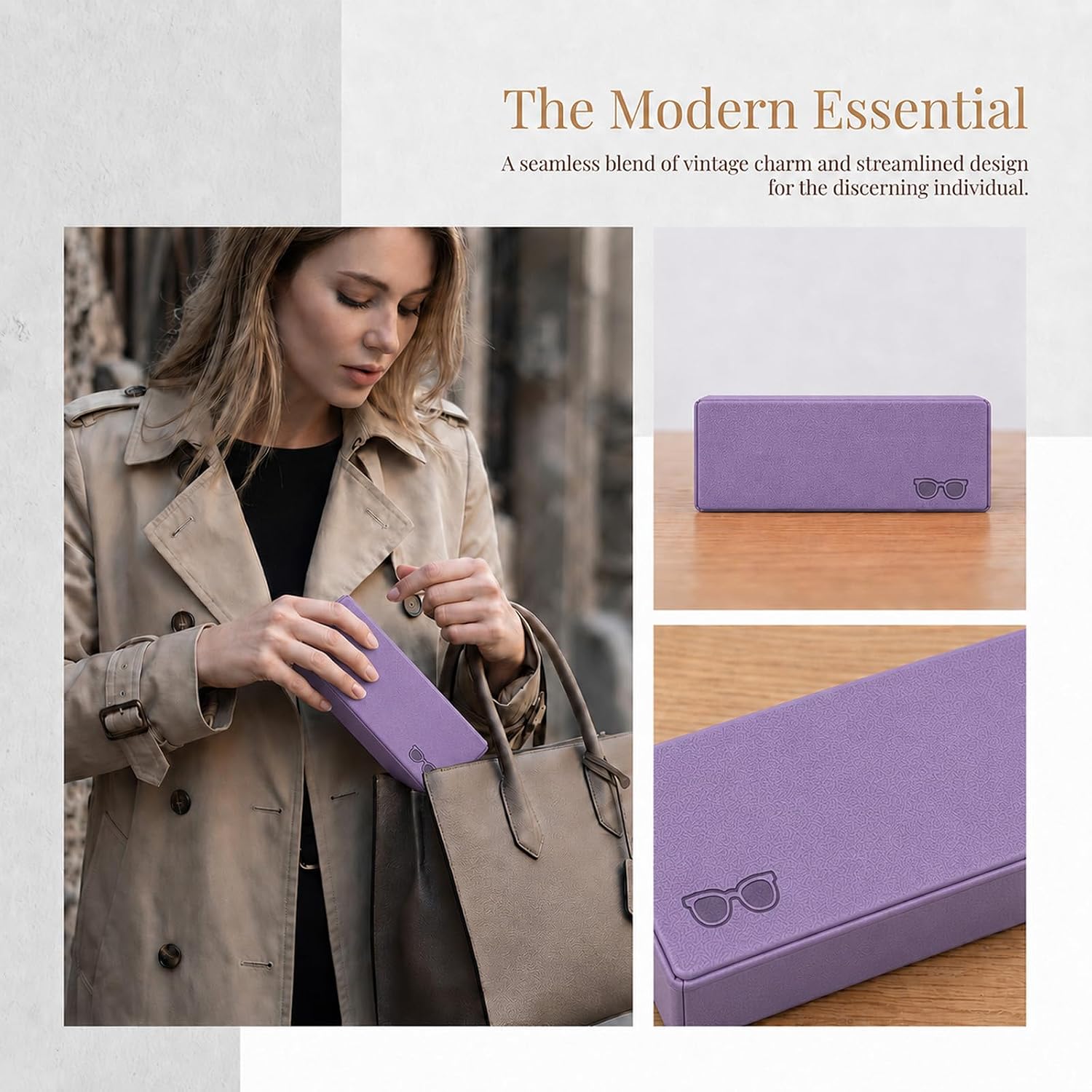 Double Sided Glasses Case Hard Shell,Sunglasses Case & Eyeglass Case with Cleaning Cloth & Storage Pouch image 5