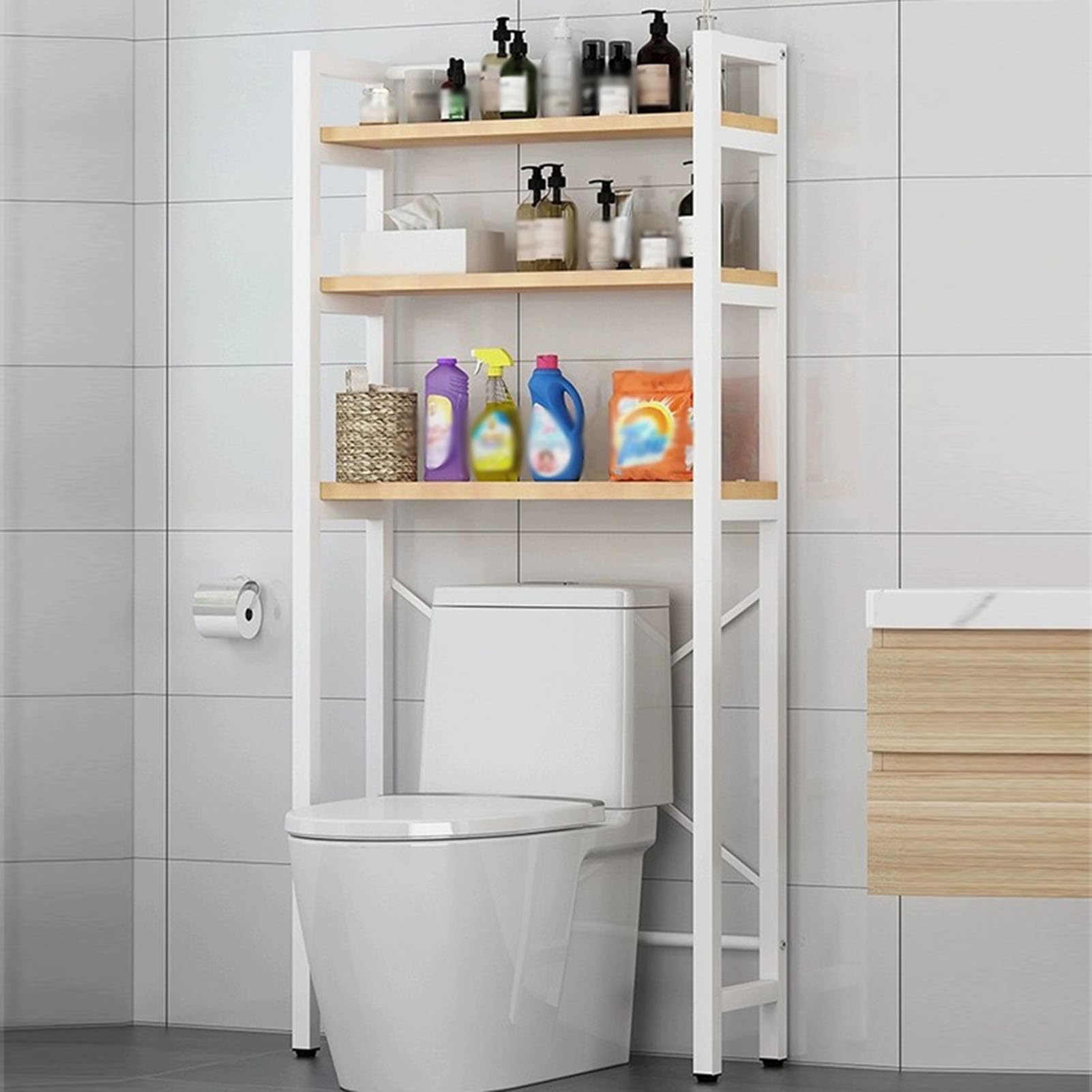 Étagère de salle de bain moderne en métal noir mat support de rangement suspendu haut de gamme