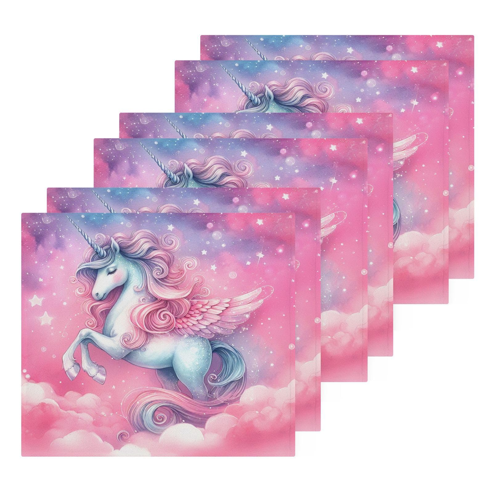 YANENDIE White Horse Pink Washcloths Towels, Highly Absorbent and Soft Cotton Face Cloths, 6 Pack Quick Dry Wash Cloths - 12 X 12 Inches