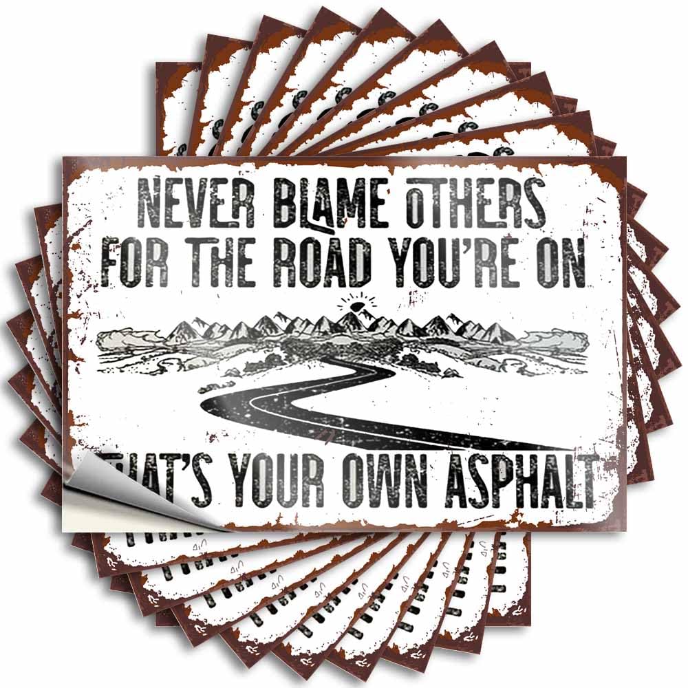 Vintage Funny Sticker, Western Essentials Never Blame Others Inspirational | Funny Quote Race Decals(8X12CM)