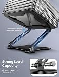 LOXP Adjustable Laptop Stand for Desk, Metal Foldable Laptop Riser Holder, Portable Ventilated Cooling Desk Book Shelf, Ergonomic Computer Notebook Stand Compatible with 10-15.6" Laptops