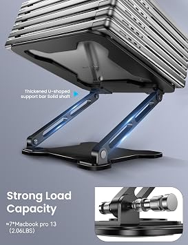LOXP Adjustable Laptop Stand for Desk, Portable Airflow Laptop Riser Holder