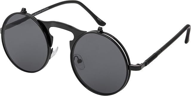 Ultra Flip Up Round Steampunk Sunglasses Steampunk Goggles Retro Mens Womens UV400 Cyber Gothic Circle Glasses Aesthetic Circle Sunglasses Steampunk Accessories