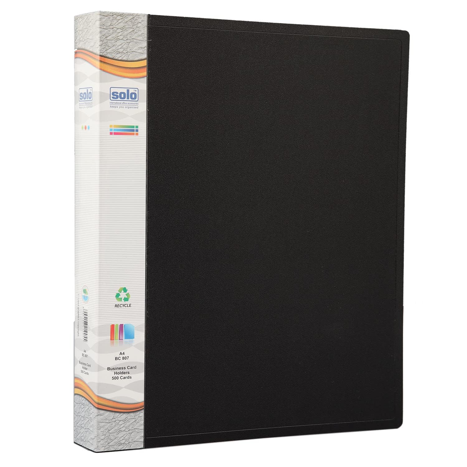Solo A4 Business Cards Holder File, 500 Cards Pockets with Indexes, Professional Document Organizer for Name, Visiting, Credit, Debit & ID Office Cards with Hard Plastic Cover File (Black) 3