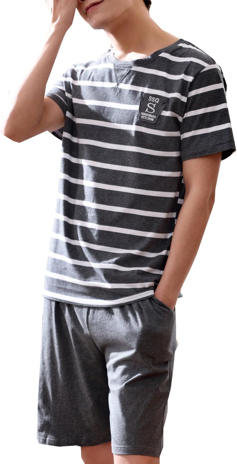 BYX SweetLeisure Big Boys Pajamas Set Soft Cotton Striped Tops with Shorts Pants Kids 8-16 Years - Image 5