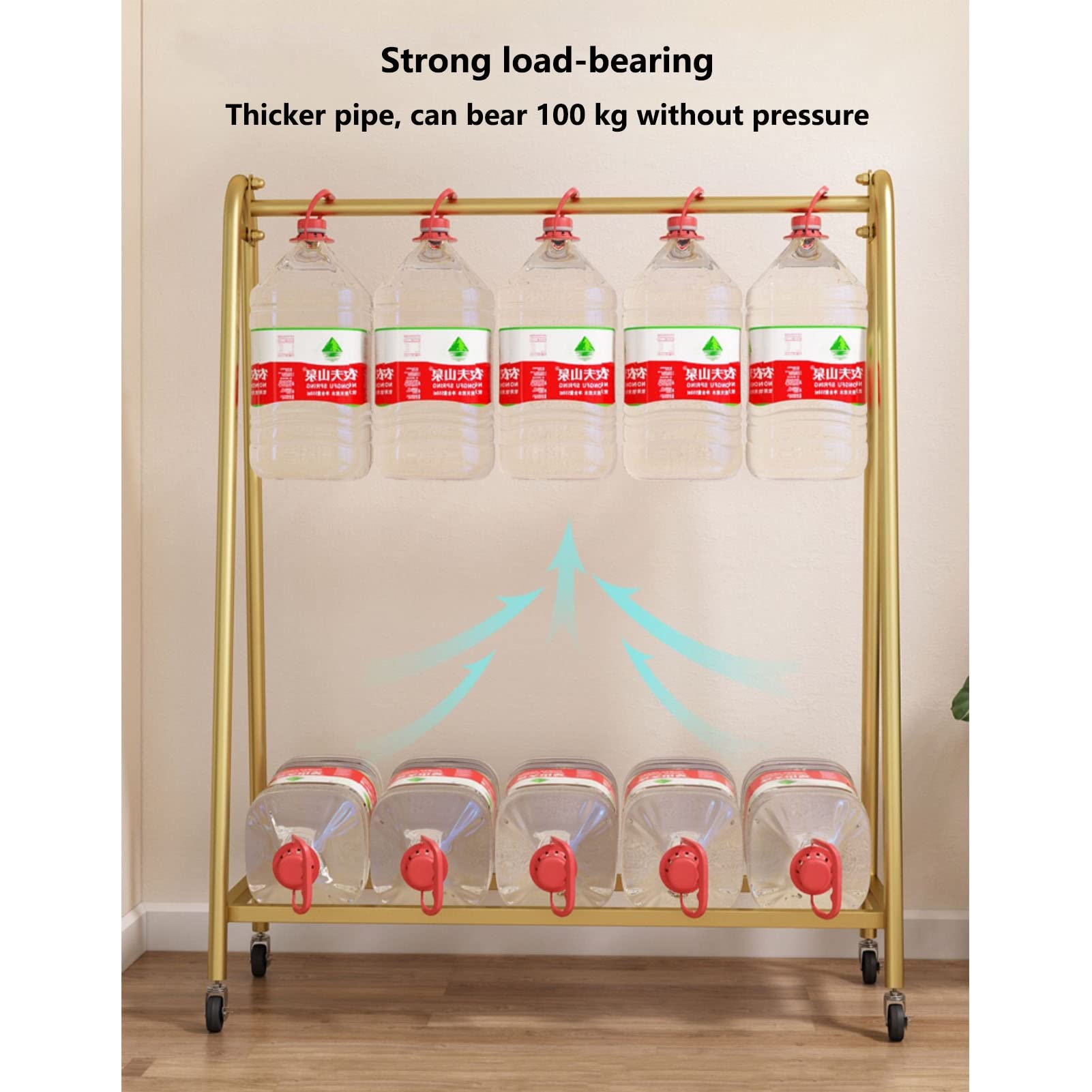 Heavy Du Metal - Appendiabiti multifunzione autoportante Hanr con ruote, asta superiore e ripiano inferiore per un facile spostamento, carrello appendiabiti bianco da 120 cm per camera da letto nizat