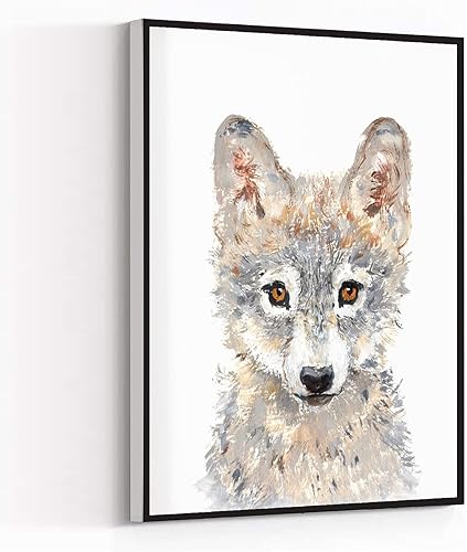 Arte de pared para cuarto de bebé, decoración de habitación de niños, decoración de dormitorio de bebé, lobo, impresión de animales de bebé,