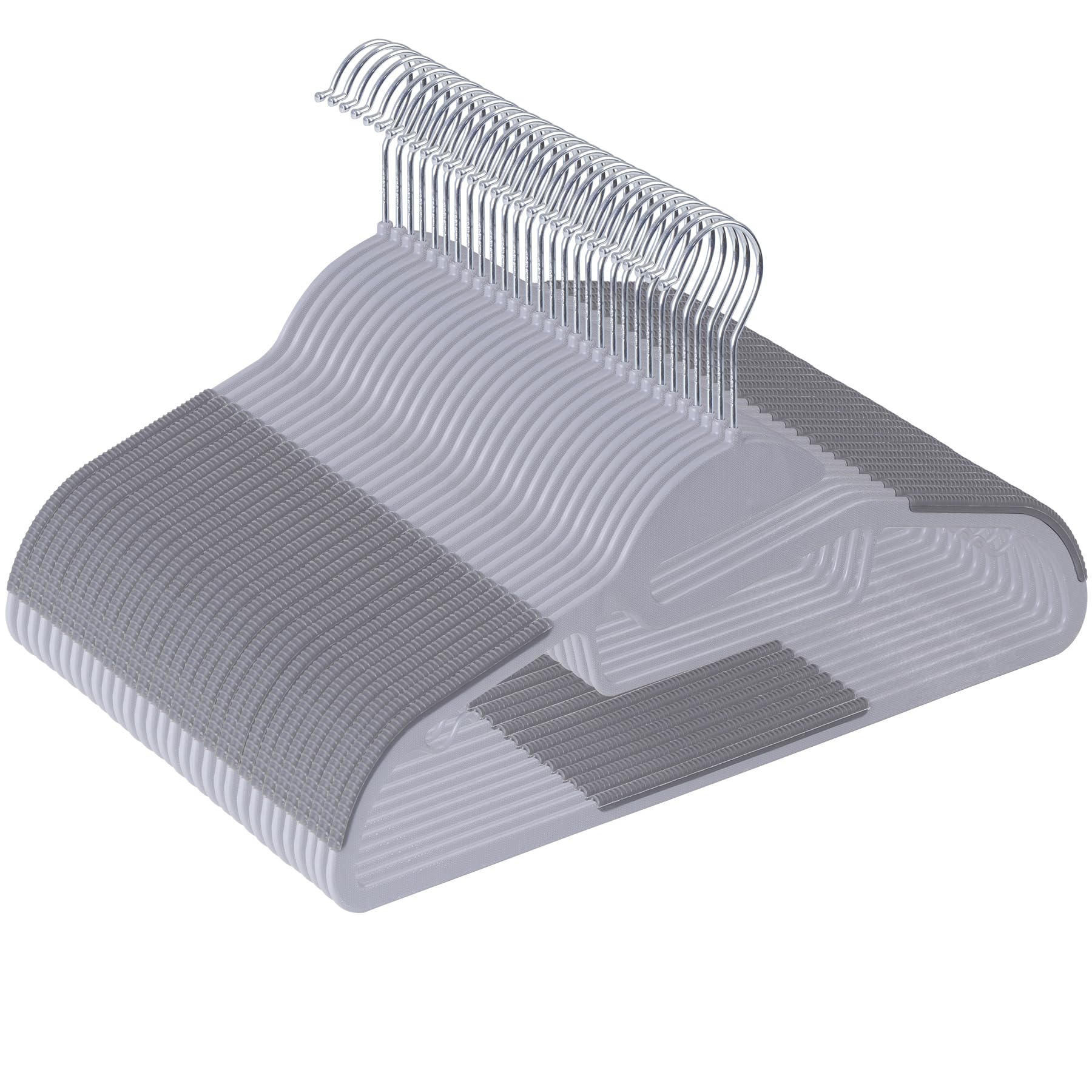 Nouva Heavy Duty Plastic Clothes Hangers 50 Pack - Non-Slip Design 0.24 Inches Thick,360° Swivel Hook Space Saving Organizer Coat Hanger for Bedroom