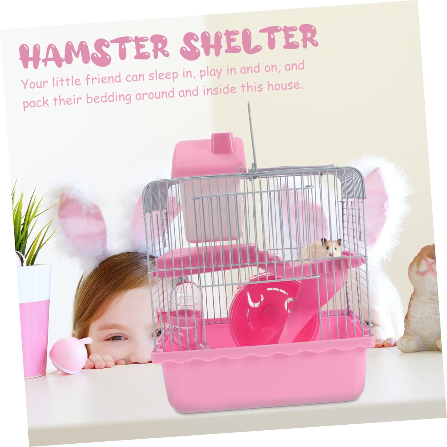 Luxury Double-Layer Hamster Cage Portable Small Animal Habitat Hideout Accessories Design for Mice Gerbils and Castle Style