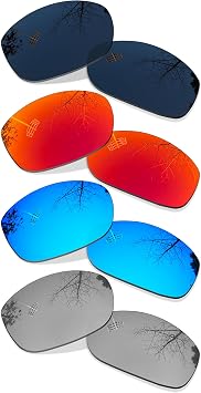 4 Pair Polarized Replacement Lenses for Oakley Pit Bull - Black+Blue+Silver+Red