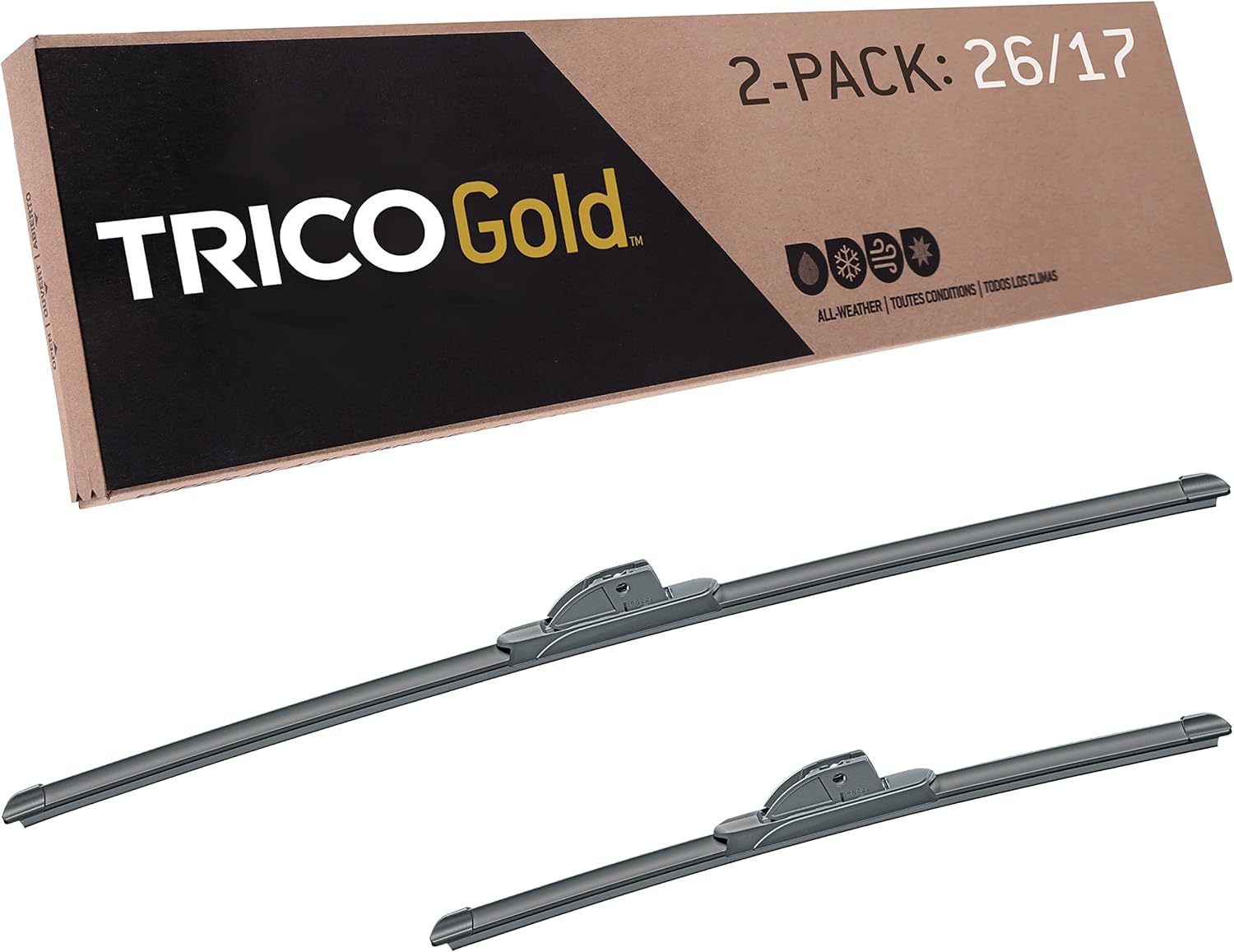 TRICO Gold™ (18-2617) 26 & 17 Inch Pack of 2 Automotive Replacement Windshield Wiper Blades for My Car Super Premium All Weather Beam Blade for Select Vehicle Models 26" + 17" Pair Pack