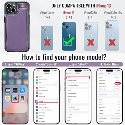 Miniatura 2 de Vinich Funda tipo cartera compatible con iPhone 13 y tarjetero con bloqueo RFID para mujeres y hombres, cierre magnético duradero, a prueba de