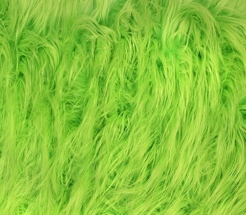 Tela de piel sintética de pelo largo Gorilla LIME / 60 pulgadas de ancho/vendido por yarda