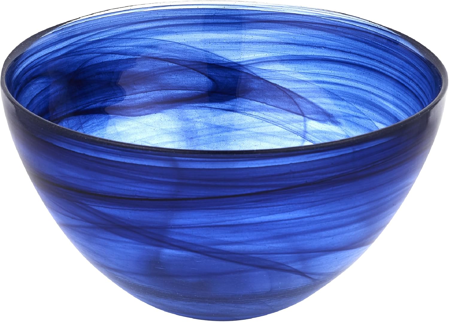 Badash Small Decorative Salad Bowl, Alabaster Glass Soup Bowl, Rice, Fruit, Dessert, or Cereal Bowl, 6” Diameter, Cobalt Blue