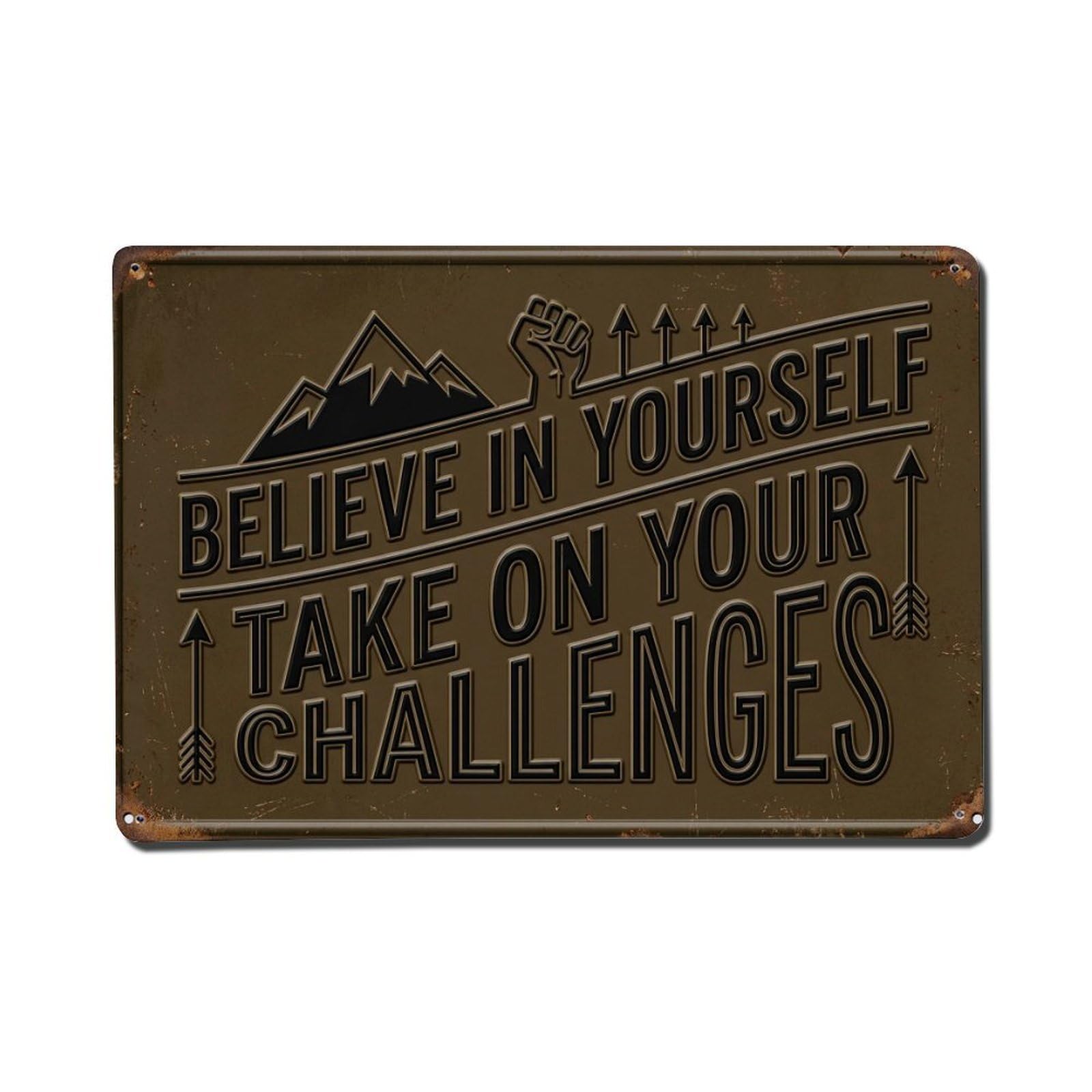 Take Challenges on Shop Retro Motivational Slogans Metal Tin Sign Plaque Wall Decor for Cafe, Club Bar, Office, Home Garden Metal Poster 8x12Inch