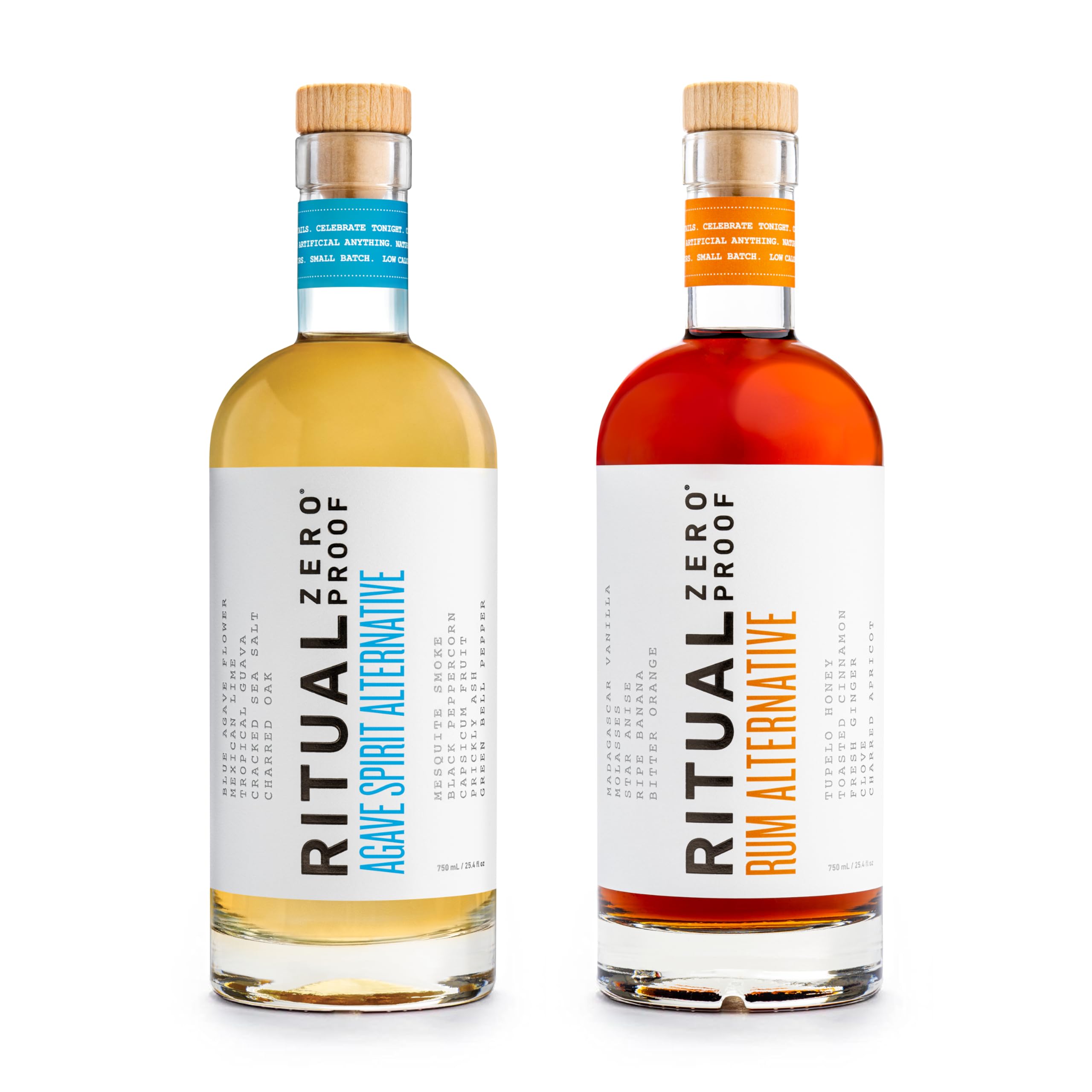 RITUAL ZERO PROOF Agave Spirit & Rum Alternative Bundle | Award-Winning Non-Alcoholic Spirits | 2 x 25.4 Fl Oz (750ml) | Crafted for Premium Alcohol-Free Cocktails