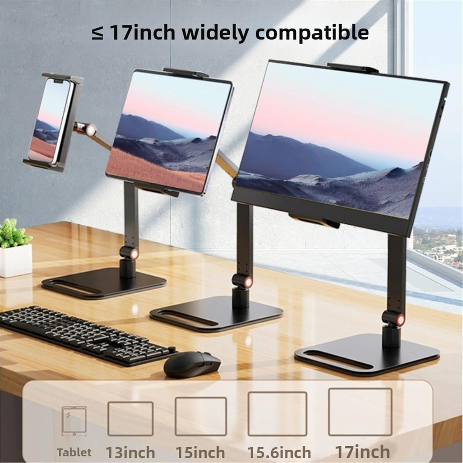 Adjustable Height Punch-Free Universal Monitor Bracket, Foldable Alloy Holder for Portable Monitor & Laptop
