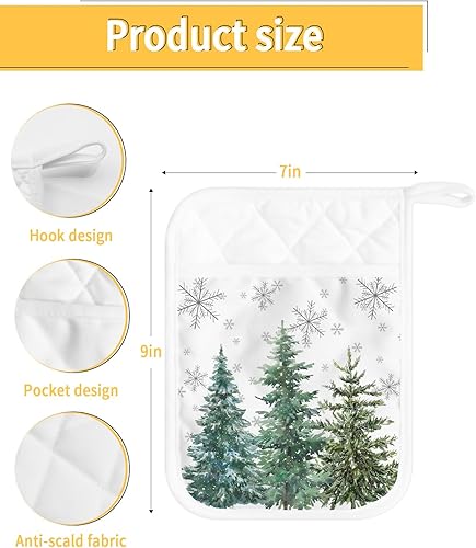 Miniatura 3 de Juego de 2 soportes para ollas de árbol de Navidad para cocina, antideslizante y aislante de calor, juego de agarraderas de tela de toalla con