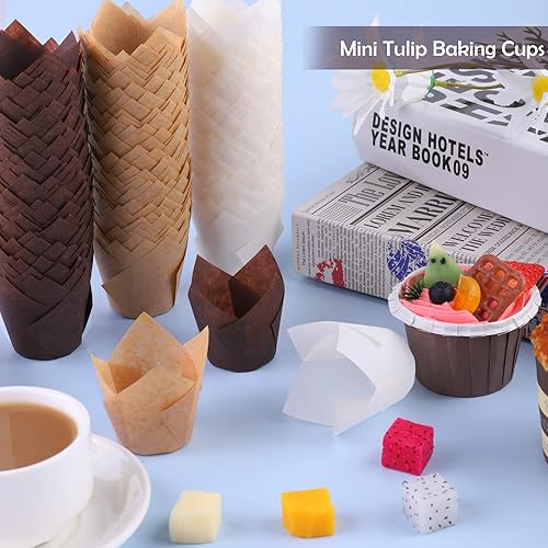 Miniatura 3 de Aodaer 240 piezas de mini tulipanes para hornear muffins, fundas para magdalenas, soportes para tazas para hornear, para bodas, cumpleaños, baby