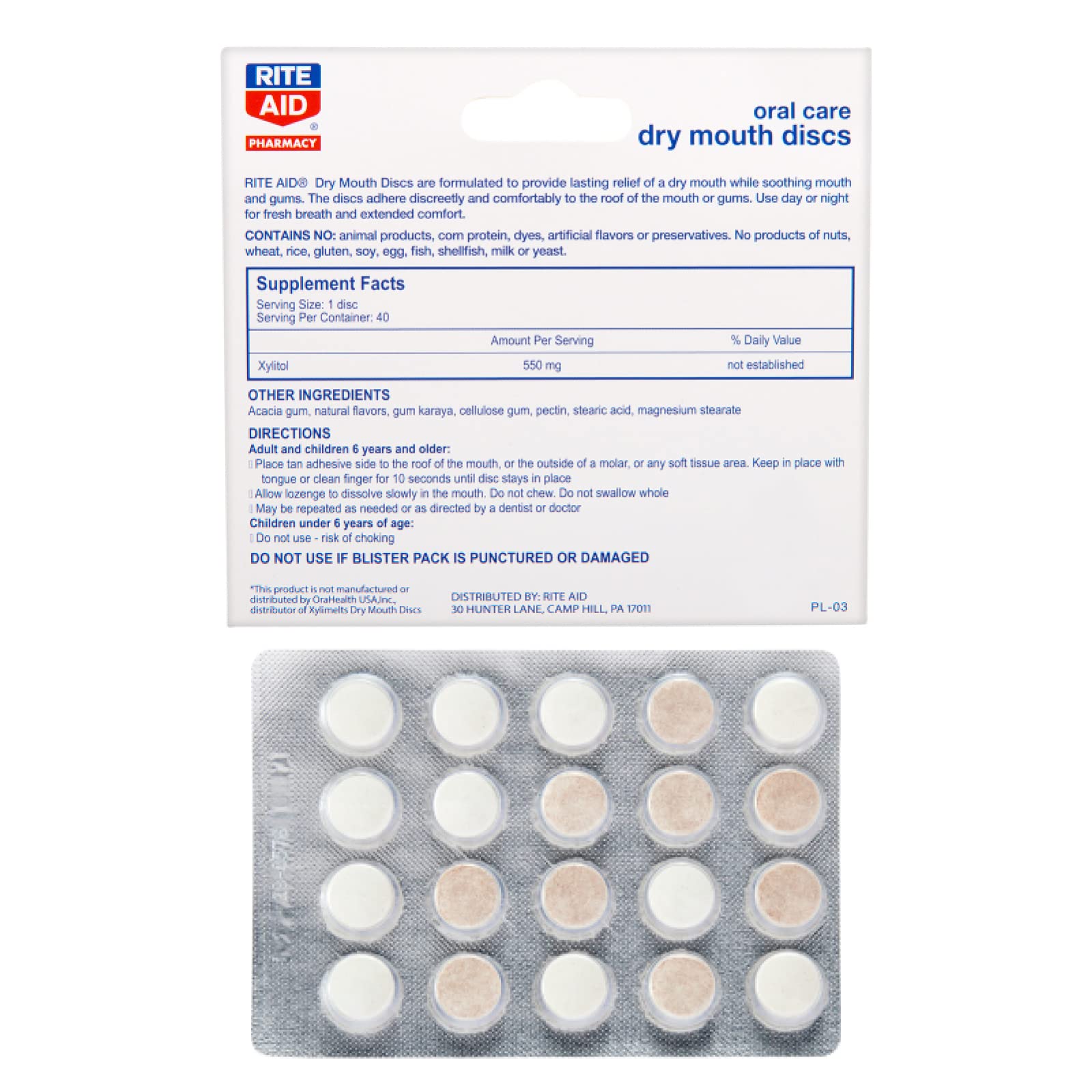 Rite Aid Dry Mouth Discs 40 Discs Mint Flavor Freshens Breath