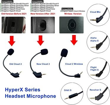 Hyperx Cloud 2 Mic Replacement, (Old Version Before 2021), Cloud X, Cloud II, Cloud Core, Cloud Pro Silver Noise Cancelling Boom Microphone Compatible with Gaming Consoles, PC, 3.5mm Jack