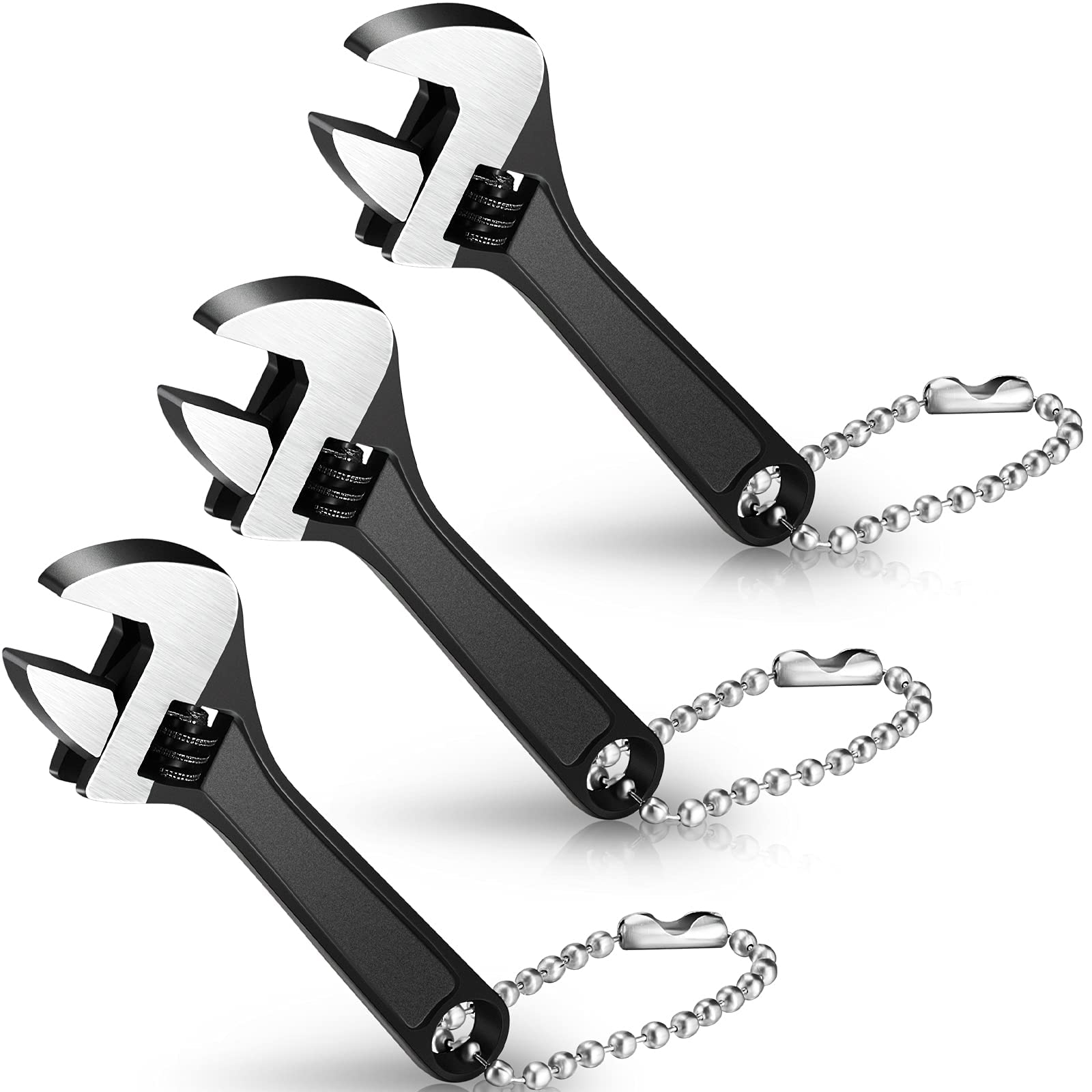 Adjustable Hand Wrench Black Spanner Wrench Size Adjustable Spanner Hand Knurl Tool Adjustable Wrench Wide Wrench Repair Hand Tool (3 Pieces, 2.5 Inch)