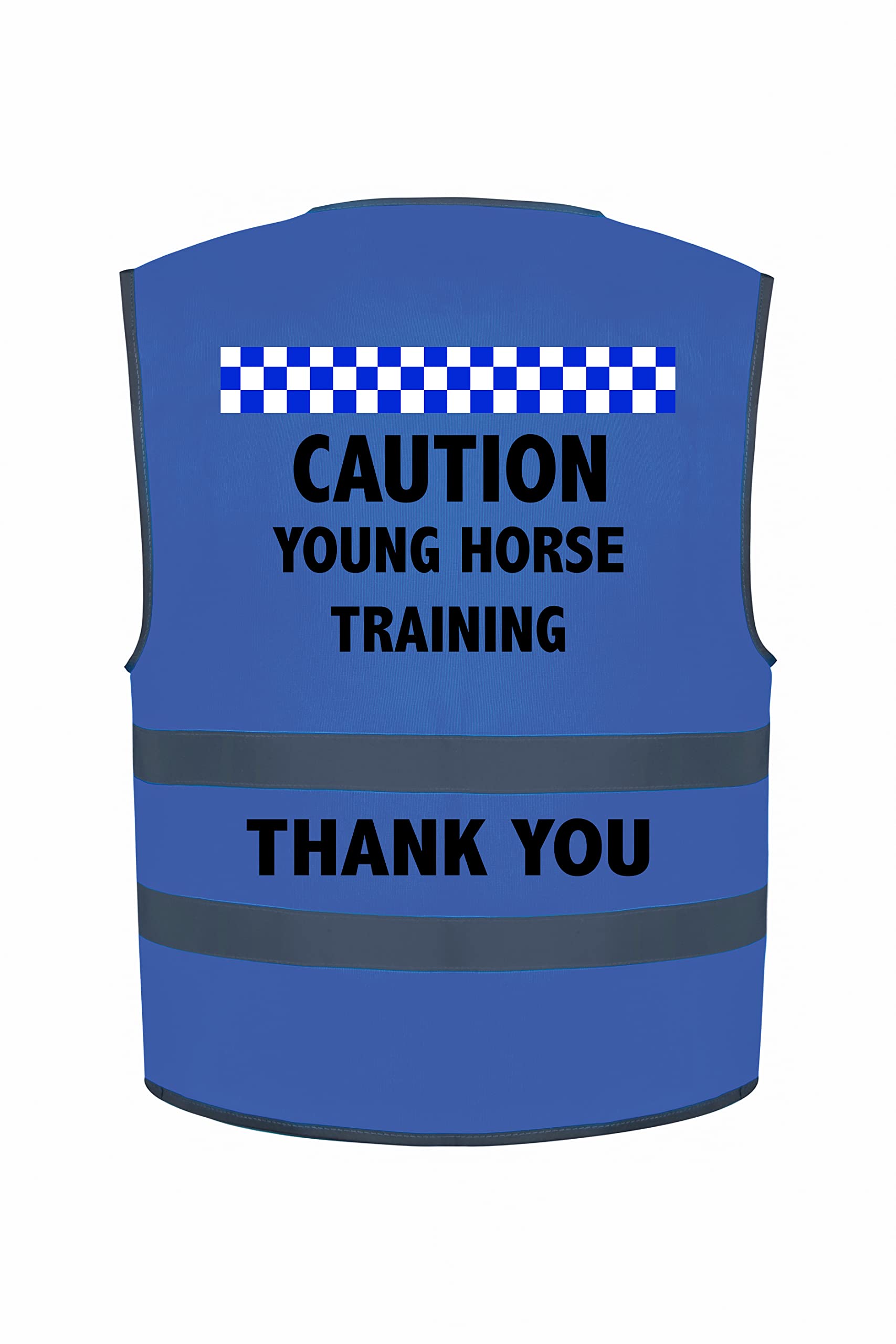PSave Horse Riding Hi Vis Safety Vest Visibility Waistcoat Caution Young Horse Training (Adult 2XL - 52/54", Blue)
